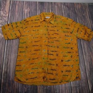 Mad Gringo Shirt Mens 2XL Orange Fishbone Hawaiian Tropical Button Up Graphic